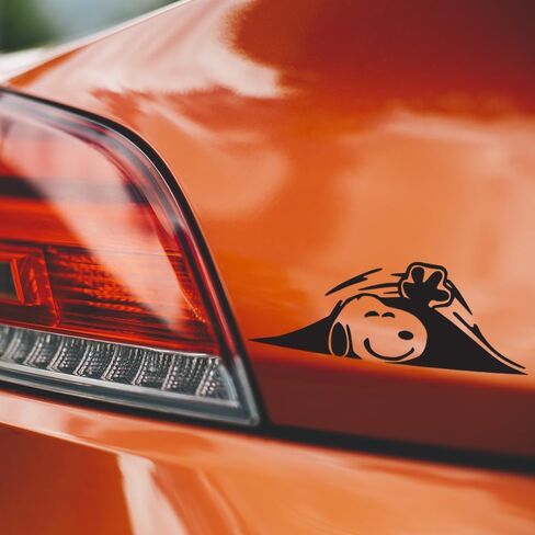 Snoopy Peeking Waving Vinyl Sticker, Waterproof Decal for Vehicle Window, Bumper, Trunk, Laptop, or Toolbox (8" x 3") in Saudi Arabia