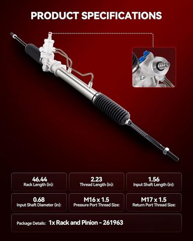 استبدال رف التوجيه الهيدروليكي وترس Torchbeam لسيارة Toyota Corolla 1993-2002، Corolla 1994-1996، Chevy 1998-2002 Prizm، Geo 1993-1997 Prizm Replace# 261963 in Kuwait