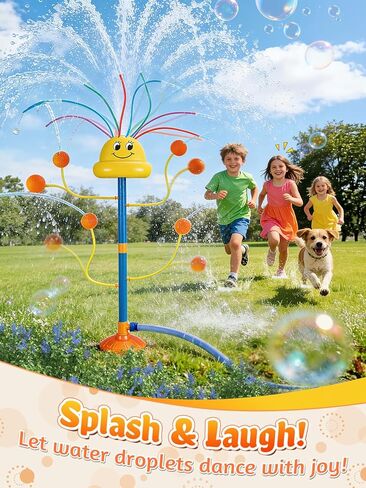 VATOS Water Sprinkler Outdoor Yard Toy for Kids, Smile Face Rainbow Splash Toy with 8 Wiggle Tubes 4 Nozzle, Backyard Lawn Water Sprinkler, Summer Family Games, Fun Water Toys for Kids 3-8 Boy Girl in Saudi Arabia