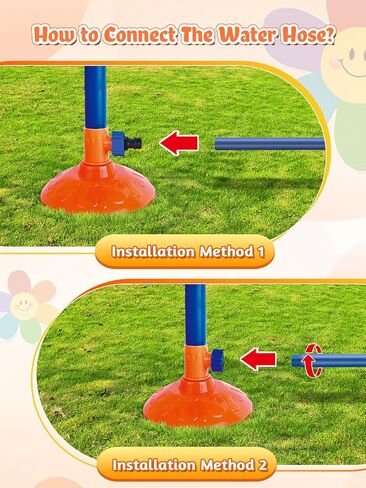 VATOS Water Sprinkler Outdoor Yard Toy for Kids, Smile Face Rainbow Splash Toy with 8 Wiggle Tubes 4 Nozzle, Backyard Lawn Water Sprinkler, Summer Family Games, Fun Water Toys for Kids 3-8 Boy Girl in Saudi Arabia