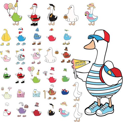 Tinlade 87 Pcs Weather Silly Goose Classroom Decor 9" x 6" Silly Goose Chart Bulletin Board Set with 25 Interchangeable Dress up Class Decor Classroom Management Supplies for Teacher Preschool Ideas in Kuwait