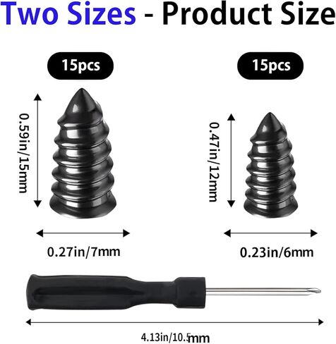 30 Pack Tire Plug Kit - Screw in Tire Plugs of Punctures with 2 Sizes,Screwdriver and Screw Work for Cars,Bikes, Tractor Tire Puncture Repair in Saudi Arabia