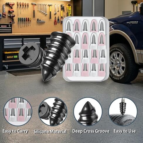 30 Pack Tire Plug Kit - Screw in Tire Plugs of Punctures with 2 Sizes,Screwdriver and Screw Work for Cars,Bikes, Tractor Tire Puncture Repair in Saudi Arabia