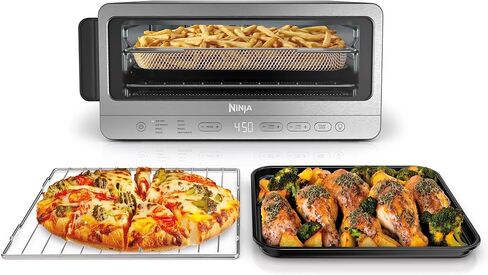 Ninja Flip Toaster Oven & Air Fryer, 8-in-1 Functionality, Flip Up & Away Capability for Storage Space, Large Capacity, Air Fry Basket, Sheet Pan, Wire Rack & Removable Crumb Tray, Stainless, SP151 in Saudi Arabia