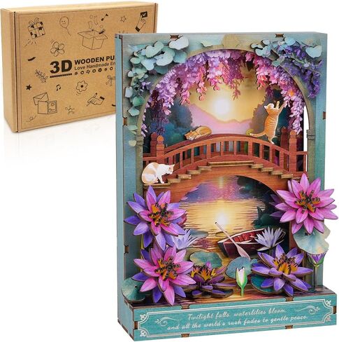 3D Wooden Puzzles for Adults - Sunflower DIY Kits for Adults with LED Light, Desk Decor 3D Wall Art Model Kits for Adult Gift for Nature Enthusiasts in Saudi Arabia