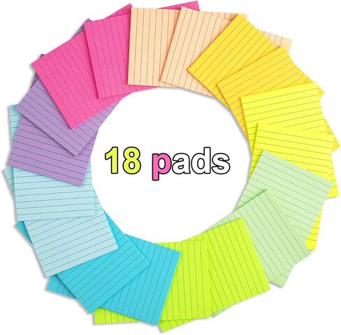 (18 Pack) Lined Sticky Notes 4x6 in,Large Notepads with Lines,Ruled Stickies Super Sticking Power,Office School Memo Note Pads Bright Colors,Post on Windows Doors,Recyclable,Easy to Write on in Saudi Arabia