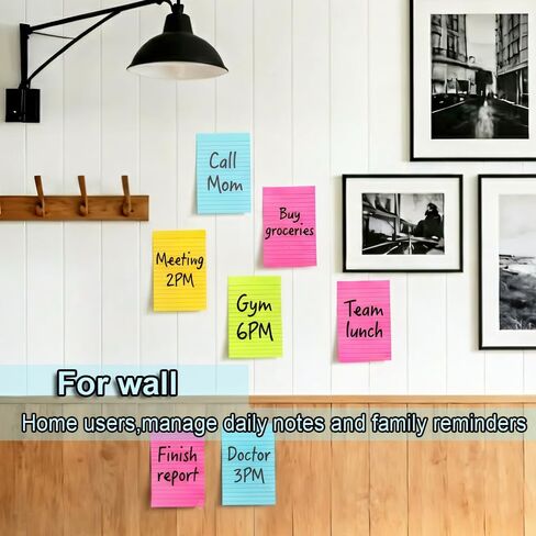 (18 Pack) Lined Sticky Notes 4x6 in,Large Notepads with Lines,Ruled Stickies Super Sticking Power,Office School Memo Note Pads Bright Colors,Post on Windows Doors,Recyclable,Easy to Write on in Saudi Arabia
