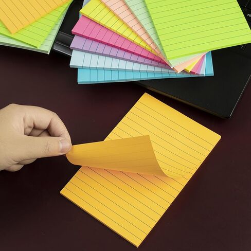 (18 Pack) Lined Sticky Notes 4x6 in,Large Notepads with Lines,Ruled Stickies Super Sticking Power,Office School Memo Note Pads Bright Colors,Post on Windows Doors,Recyclable,Easy to Write on in Saudi Arabia