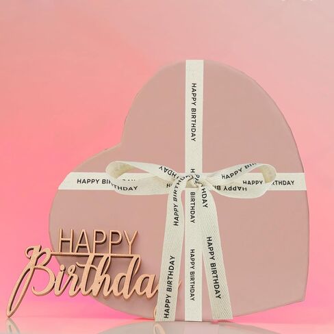 5/8 Inch Happy Birthday Ribbon 10 Yards Natural Cotton Herringbone Webbing Ribbon for Gift Wrapping, Bouquets, Crafts, Birthday Decor, 1 roll in Saudi Arabia