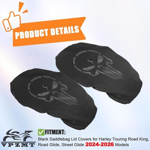 Saddlebag Lid Covers/Lid Bras for Harley Touring Road king, Road glide, Street glide, Electra glide 2024-2025 2026 Models, Black in Kuwait