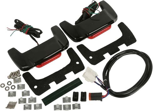 XMT-Moto غطاء السرج الصلب الأسود الزاهي LED طقم سبويلر مناسب لأغطية حقيبة السرج Harley Touring 1993-2013 in Kuwait
