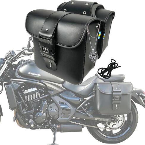 Universal Motorcycle Saddlebags 16L Total(8L×2), Lockable Waterproof Side Bags, Universal Fit for Harley Vintage Cruiser, Honda Rebel300 Rebel500 & Most Cruiser Motorcycles in Saudi Arabia