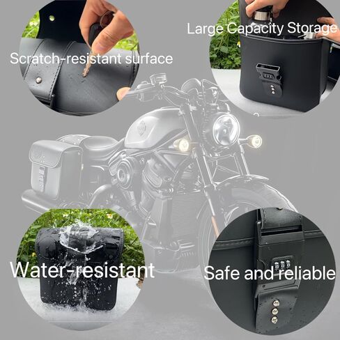 Universal Motorcycle Saddlebags 16L Total(8L×2), Lockable Waterproof Side Bags, Universal Fit for Harley Vintage Cruiser, Honda Rebel300 Rebel500 & Most Cruiser Motorcycles in Saudi Arabia