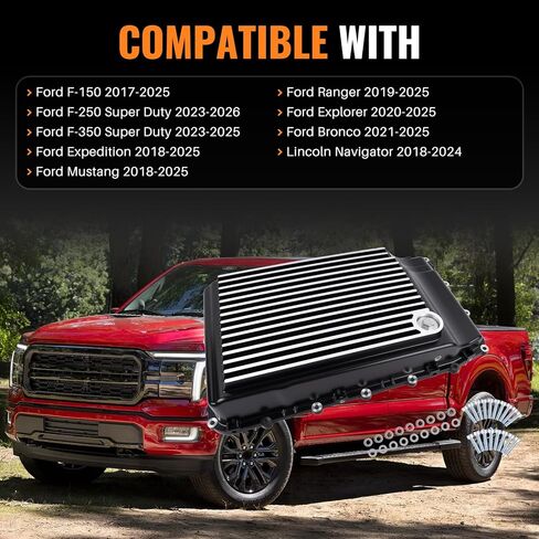 328053220 10R80 Heavy-Duty Cast Aluminum Shallow Transmission Pan Compatible with 2017-UP Ford F150 F250 F350, Ranger, Mustang, Bronco, Lincoln Navigator, Explorer, Expedition in Saudi Arabia
