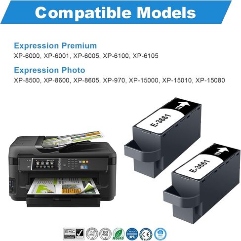 صندوق صيانة الحبر T3661 (T366100 / T366) لطابعة الصور XP-15000 XP-6100 XP-970 XP-8600 XP-8700 XP-6000 XP-8500 Expression Premium (عبوتان) in Saudi Arabia