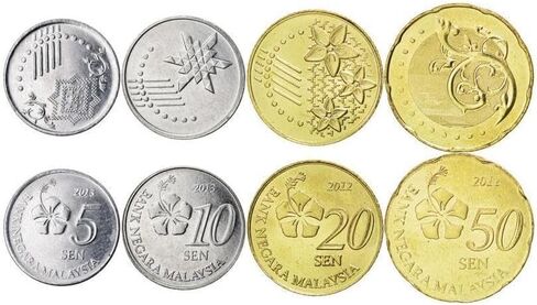 4 مجموعة عملات معدنية جديدة من ماليزيا | مجموعة الرموز المميزة | الكركديه | زهرة الكركديه | صنع في 2011-2024 in Kuwait