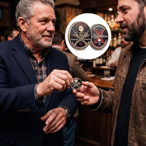 10 قطع من عملة تحدي Gen X، تحية نهائية لجيل Badass Vintage Generation X Skull Challenge Coin هدية عيد ميلاد الأب للرجال والنساء in Kuwait