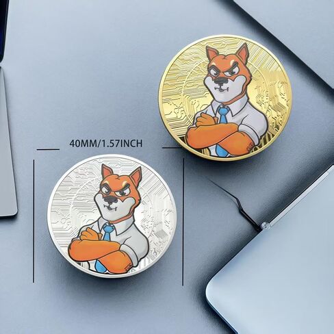 قطعتان من عملة Shiba INI الساحرة، مجموعة Dogecoin، تحتضن جوًا محظوظًا، مثالية لمحبي الكلاب الذين يقدرون روح ألعاب ثقافة التشفير in Kuwait