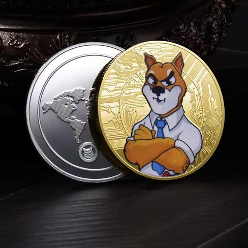 قطعتان من عملة Shiba INI الساحرة، مجموعة Dogecoin، تحتضن جوًا محظوظًا، مثالية لمحبي الكلاب الذين يقدرون روح ألعاب ثقافة التشفير in Kuwait