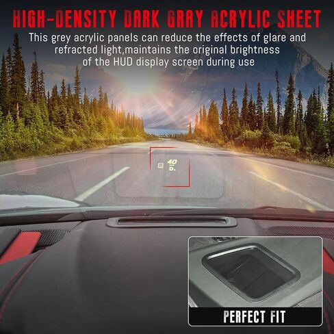 غطاء غبار لعرض الرأس HUD، متوافق مع Corvette C8 Stingray 2020 2021 2022 2023 2024 2025، منطقة لوحة القيادة HUD حافة شاشة عرض درع الغبار، أسود غير لامع، قطعة واحدة in Kuwait