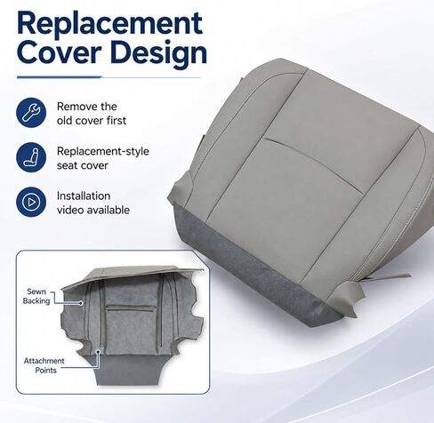 FZJDSD Gray Passenger Side Bottom Replacement Microfiber Leather Seat Cover Compatible with Lexus RX330 RX350 RX400 2004 2005 2006 2007 2008 2009 in Kuwait