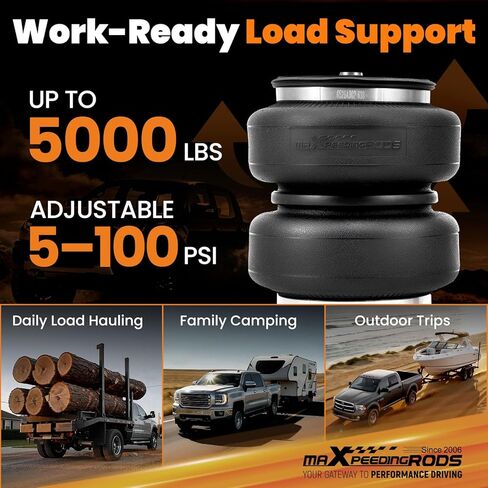 طقم أكياس تعليق هوائي خلفي من maXpeedingrods بوزن 5000 رطل لسيارة Ford F-250 F-350 2017-2019 وF-450 2017-2024 4WD فقط مجموعة زنبركية لمساعد الهواء فائقة التحمل مع مصد داخلي in Kuwait