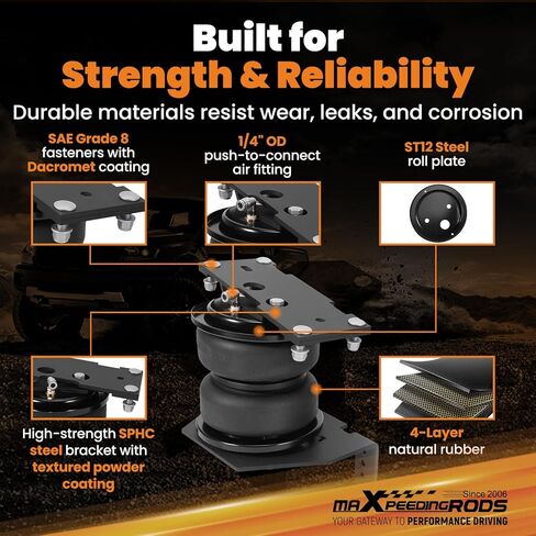 طقم أكياس تعليق هوائي خلفي من maXpeedingrods بوزن 5000 رطل لسيارة Ford F-250 F-350 2017-2019 وF-450 2017-2024 4WD فقط مجموعة زنبركية لمساعد الهواء فائقة التحمل مع مصد داخلي in Kuwait
