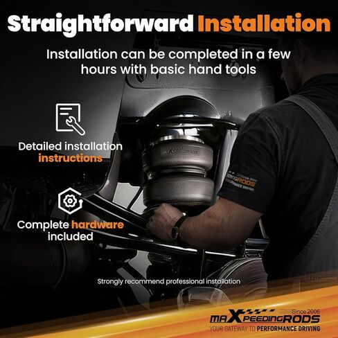 طقم أكياس تعليق هوائي خلفي من maXpeedingrods بوزن 5000 رطل لسيارة Ford F-250 F-350 2017-2019 وF-450 2017-2024 4WD فقط مجموعة زنبركية لمساعد الهواء فائقة التحمل مع مصد داخلي in Kuwait