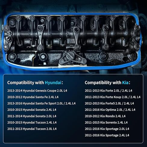 مجموعة حشية غطاء الصمام VS50869R تناسب 2010-2016 Hyundai Santa Fe Sport Sonata Tucson Genesis Coupe، 2010-2016 Kia Optima Sorento Sportage Forte Koup Forte5، 2.0L 2.4L، استبدال 224412670 in Kuwait