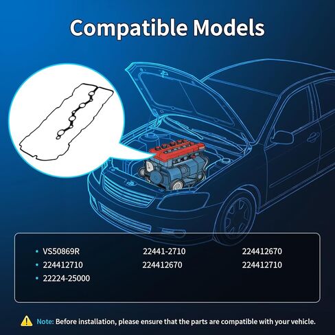 مجموعة حشية غطاء الصمام VS50869R تناسب 2010-2016 Hyundai Santa Fe Sport Sonata Tucson Genesis Coupe، 2010-2016 Kia Optima Sorento Sportage Forte Koup Forte5، 2.0L 2.4L، استبدال 224412670 in Kuwait