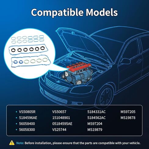 VS50805R 3.6L مجموعة حشية غطاء الصمام تناسب 2011-2020 دودج تشالنجر تشارجر دورانجو جراند كارافان رحلة، كرايسلر 200 300، جيب جراند شيروكي رانجلر، رام، فولكس فاجن روتان، استبدال VS50657 in Kuwait