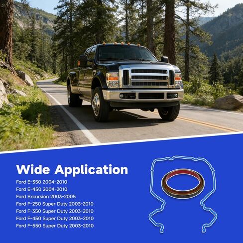 طقم ختم العمود المرفقي للمحرك الخلفي BS40700 متوافق مع 2004-2010 Ford E350/E450 2003-2005 Excursion 2003-2010 F250/F350/F450/F550 Super Duty، الختم الرئيسي الخلفي للمحرك V6 6.0L 6.4L in Kuwait
