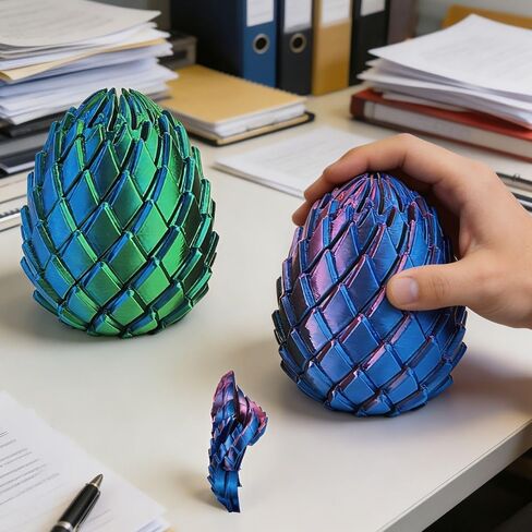 Twisty Fidget Egg 3D Printed Ball Fidget Toy for Adults, 2 Pack Sensory Gear Sphere Stress Balls Desk Toy for Office and Home Ornament Stuffers Birthday Party Gifts in Saudi Arabia
