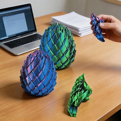 Twisty Fidget Egg 3D Printed Ball Fidget Toy for Adults, 2 Pack Sensory Gear Sphere Stress Balls Desk Toy for Office and Home Ornament Stuffers Birthday Party Gifts in Saudi Arabia