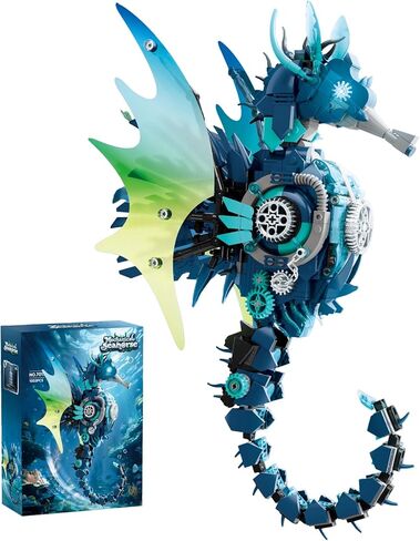 Steampunk Mechanical Seahorse Building Block Set 1003 Pcs Ocean Animal Building Set for Adults & Teens Fantasy Marine Life Model Kit Home Office Desk Decor Display Gift in Saudi Arabia
