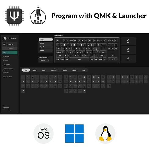 Keychron C1 Pro Wired Mechanical Keyboard TKL Layout, QMK Programmable RGB Backlit with Hot-swappable K Pro Silent Red Switch, OEM Profile Double-Shot PBT Keycaps Compatible for Mac Windows Linux in Saudi Arabia