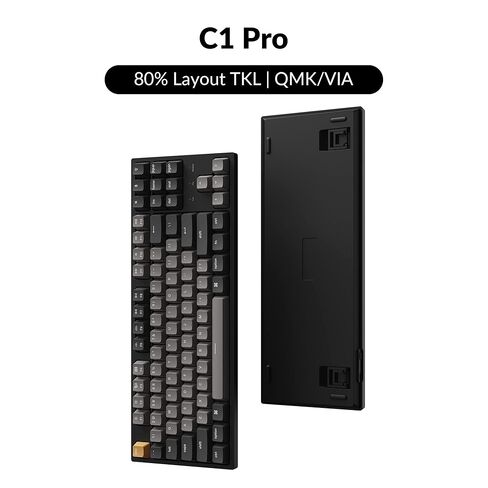 Keychron C1 Pro Wired Mechanical Keyboard TKL Layout, QMK Programmable RGB Backlit with Hot-swappable K Pro Silent Red Switch, OEM Profile Double-Shot PBT Keycaps Compatible for Mac Windows Linux in Saudi Arabia