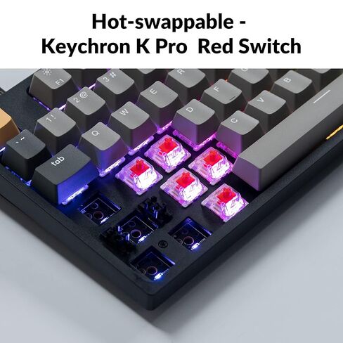 Keychron C1 Pro Wired Mechanical Keyboard TKL Layout, QMK Programmable RGB Backlit with Hot-swappable K Pro Silent Red Switch, OEM Profile Double-Shot PBT Keycaps Compatible for Mac Windows Linux in Saudi Arabia