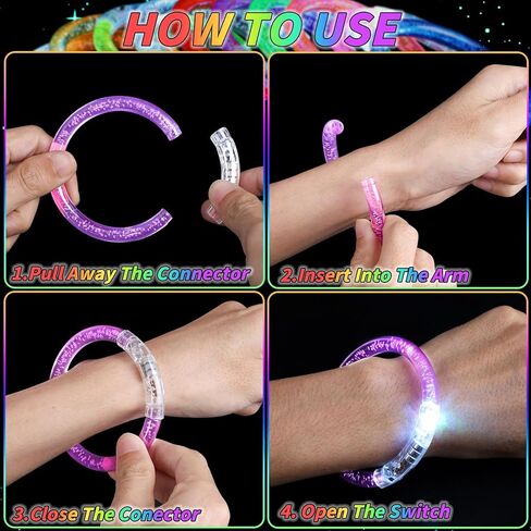 120 Pack Glow Bracelets Bulk, Glow in the Dark Party Supplies 10 Color LED Light Up Bracelets for Adults & Kids Birthday Wedding Party Favors Concert New Year Carnival Raves in Saudi Arabia
