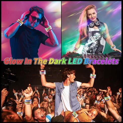 120 Pack Glow Bracelets Bulk, Glow in the Dark Party Supplies 10 Color LED Light Up Bracelets for Adults & Kids Birthday Wedding Party Favors Concert New Year Carnival Raves in Saudi Arabia