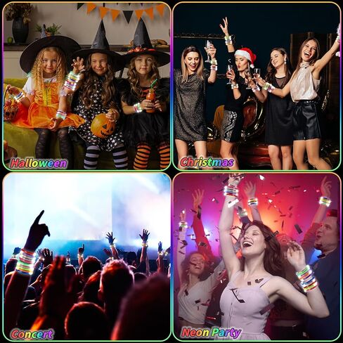 120 Pack Glow Bracelets Bulk, Glow in the Dark Party Supplies 10 Color LED Light Up Bracelets for Adults & Kids Birthday Wedding Party Favors Concert New Year Carnival Raves in Saudi Arabia