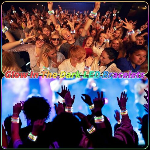 120 Pack Glow Bracelets Bulk, Glow in the Dark Party Supplies 10 Color LED Light Up Bracelets for Adults & Kids Birthday Wedding Party Favors Concert New Year Carnival Raves in Saudi Arabia