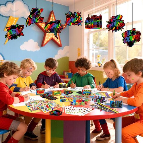 BenLouis 96 Pcs Hero Party Favors Hero School Stationery Bulk for Kids Classroom Hero Birthday Gift Candy Goodie Bag Fillers Hero Decor Pinata Prize Activity Supplies in Saudi Arabia