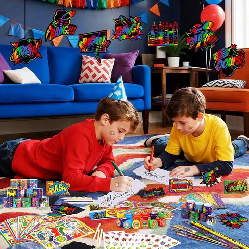 BenLouis 96 Pcs Hero Party Favors Hero School Stationery Bulk for Kids Classroom Hero Birthday Gift Candy Goodie Bag Fillers Hero Decor Pinata Prize Activity Supplies in Saudi Arabia