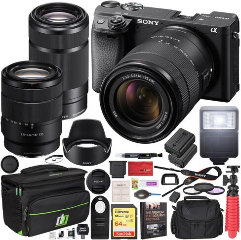 Sony a6400 Mirrorless Camera 4K APS-C Camera Body ILCE-6400B Bundle with Sigma 30mm F1.4 DC DN C Lens + Deco Gear Condenser Microphone + Travel Bag Case + Photo Video Software Kit + Accessories in Kuwait