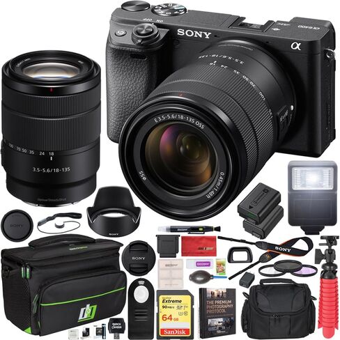 Sony ILCE-6400 a6400 Mirrorless APS-C Interchangeable-Lens Camera Body Bundle with E PZ 18-105mm f/4 G OSS Power Zoom Lens, 64GB Memory Card, Paintshop Pro, Camera Bag and Camera Battery in Saudi Arabia
