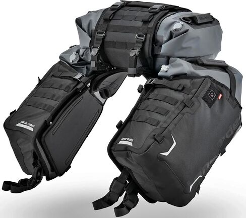 Lone Rider Rackless Saddlebags - 16L Dustproof Motorcycle Luggage Sidebags, 2 Removable 100% Waterproof Roll-Top Drybags, Quick-Release Straps - Universal ADVBags for BMW GS Adventure and More in Saudi Arabia