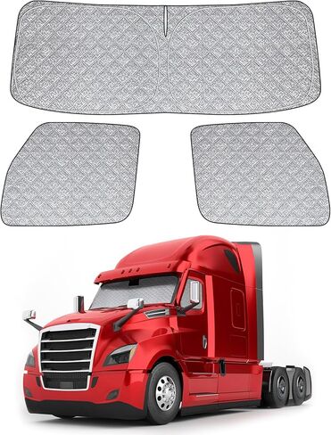 Windshield Sun Shade Customized for Freightliner Cascadia 2018-2026, 3PCS Foldable Car Windshield Cover Sun Protector for Front and Side Windows Reflect UV Privacy Protection in Saudi Arabia