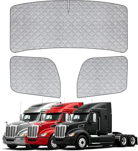 Windshield Sun Shade Customized for Freightliner Cascadia 2018-2026, 3PCS Foldable Car Windshield Cover Sun Protector for Front and Side Windows Reflect UV Privacy Protection in Saudi Arabia