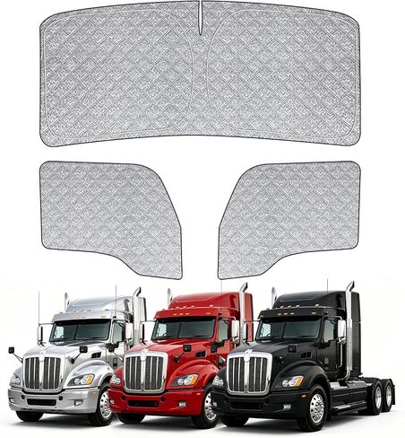 Windshield Sun Shade Customized for Freightliner Cascadia 2018-2026, 3PCS Foldable Car Windshield Cover Sun Protector for Front and Side Windows Reflect UV Privacy Protection in Saudi Arabia